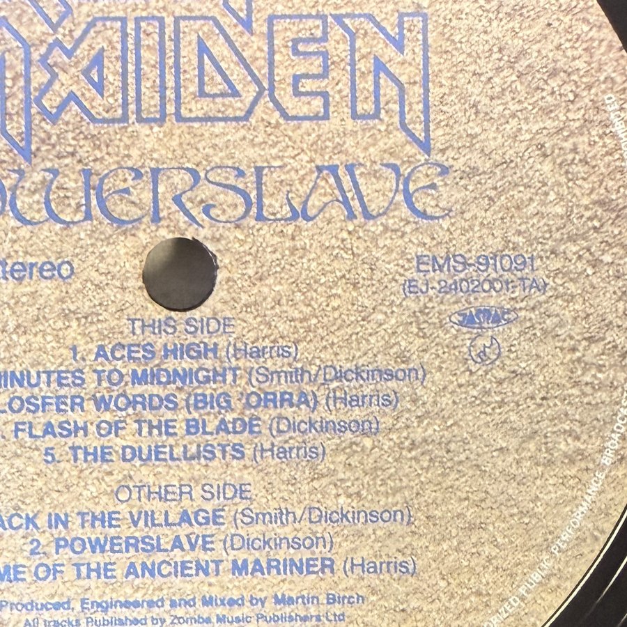 Label of pressing 107, Japan