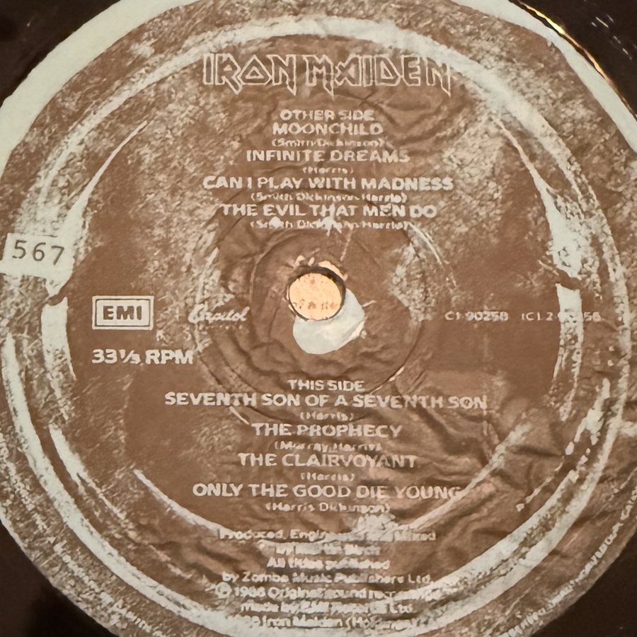 Label of pressing 122, US