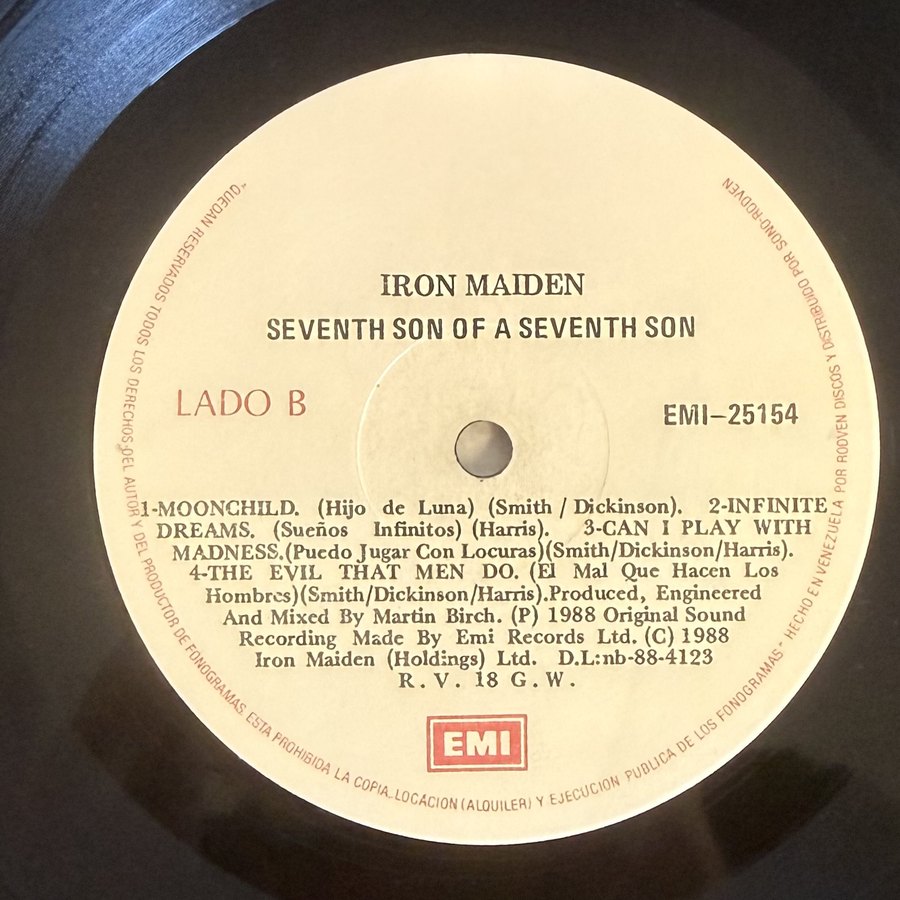 Label of pressing 3, Venezuela
