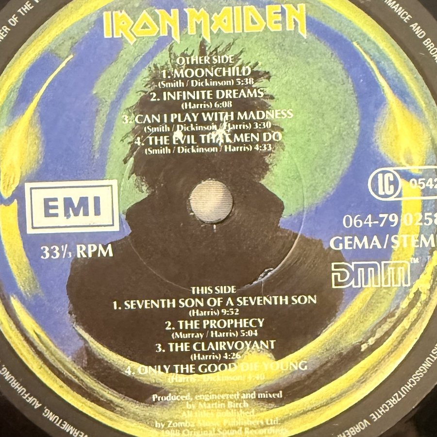 Label of pressing 6, Europe
