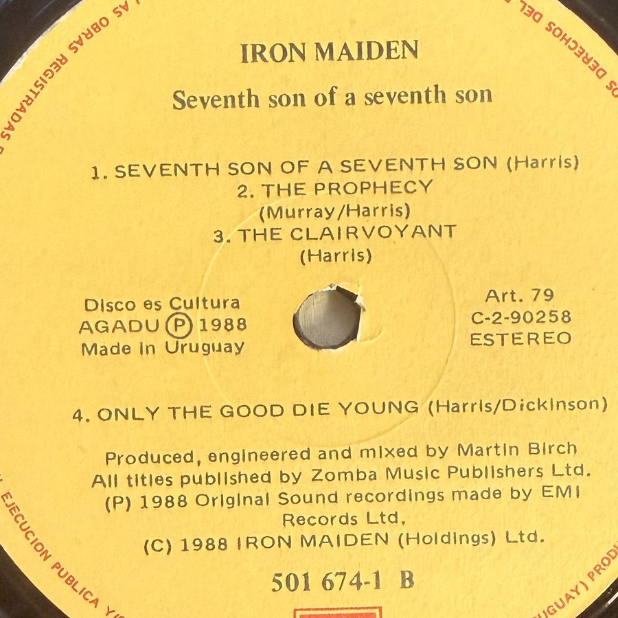Label of pressing 7, Uruguay