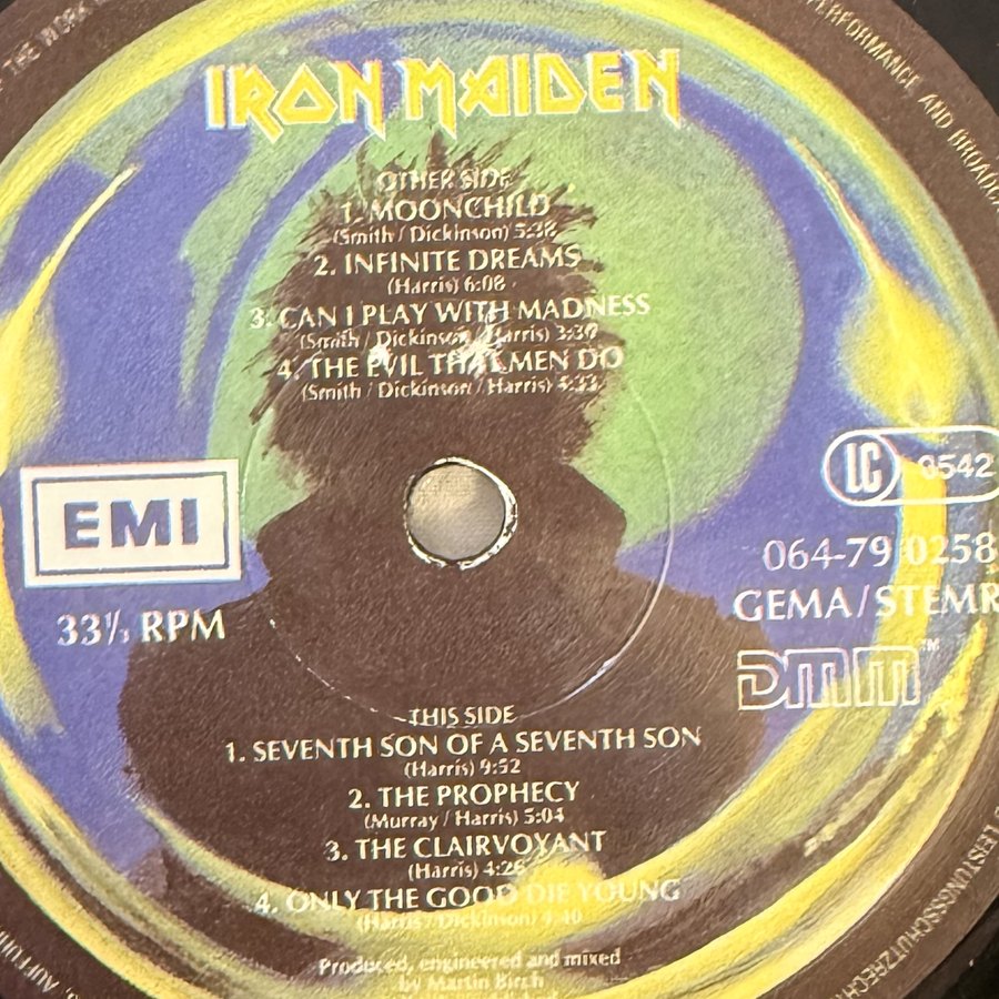 Label of pressing 9, Europe